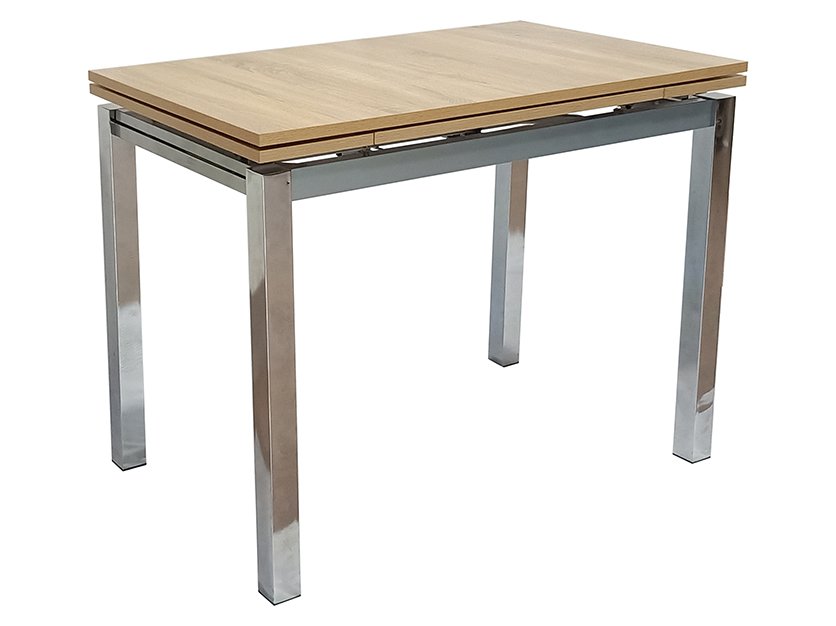 Τραπέζι κουζίνας μπεζ-γκρι 60x100x75(+40) με δύο προεκτάσεις και χρώμιο πόδια - Image 2